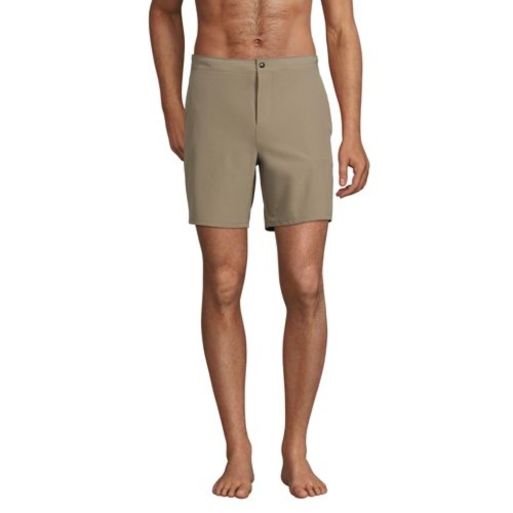 Lands' End Men's Tan Lined 7" Swim Hybrids